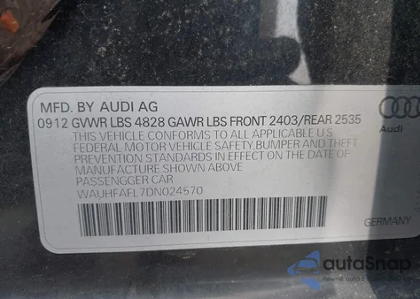 2013 Audi A4 2.0T Premium из США, поврежденный, VIN WAUHFAFL7DN024570